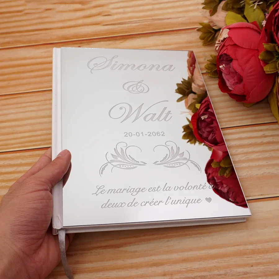 Libro degli ospiti di nozze personalizzato copertina a specchio in acrilico libri firmati regalo personalizzato fidanzamento Souvenir decorazioni per feste bomboniere