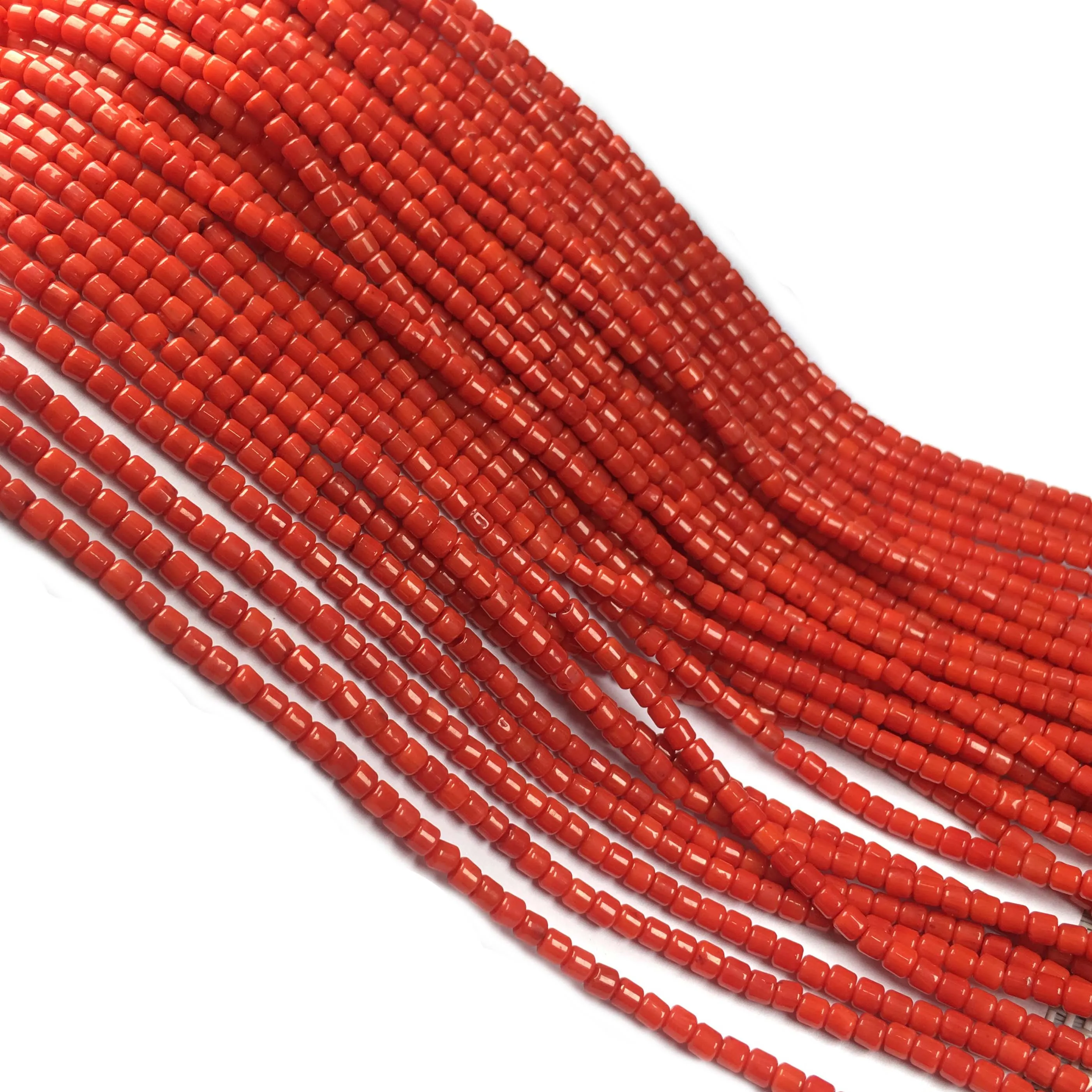 Natural Coral Beads Exquisite Red Cylindrical Shape Loose Coral Beads for Making DIY Jewelry Necklace Bracelet Accessories 3x3mm