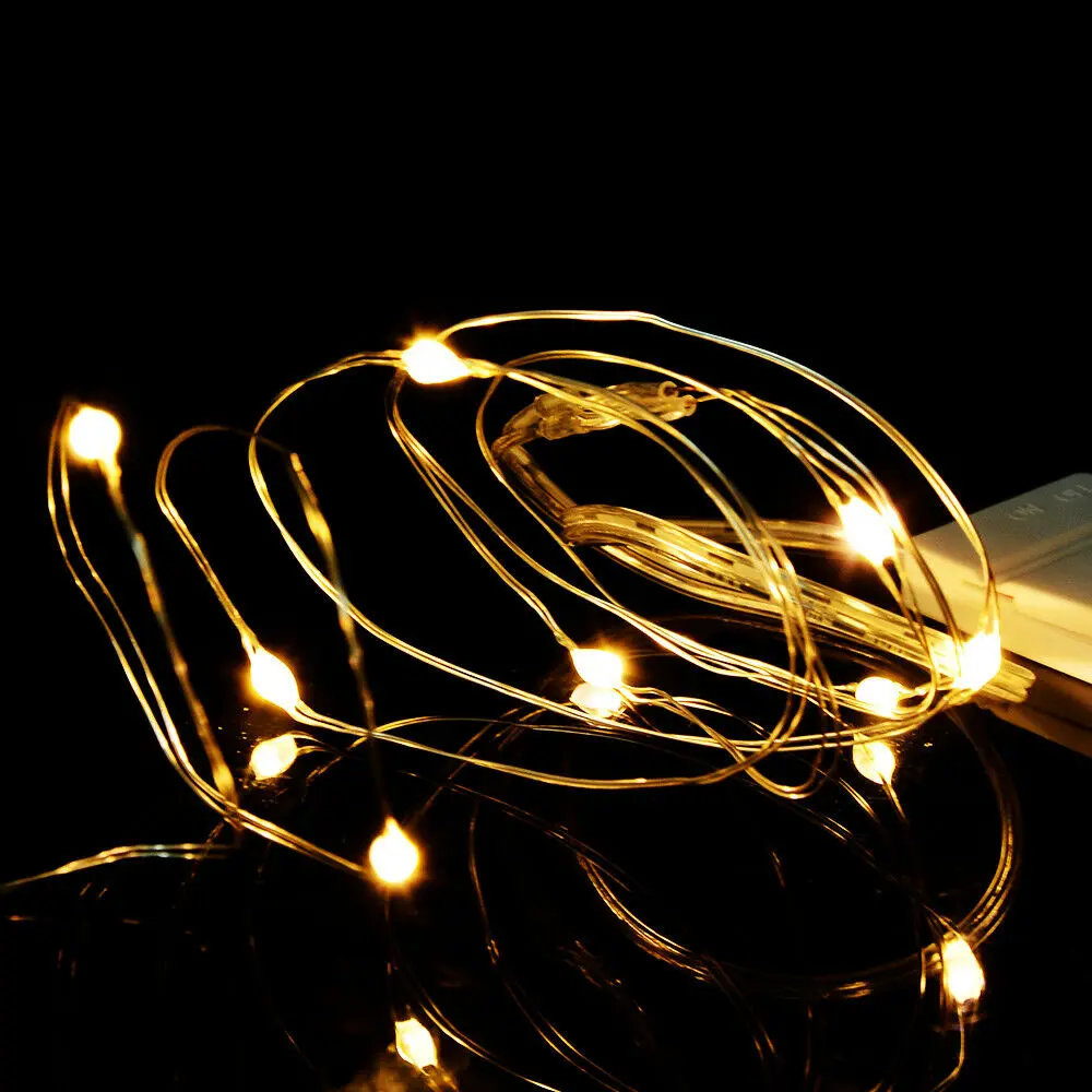 1M LED Waterproof Copper Wire Light String Wedding Christmas Party Outdoor Light String Bedroom Decoration Light Battery Powered