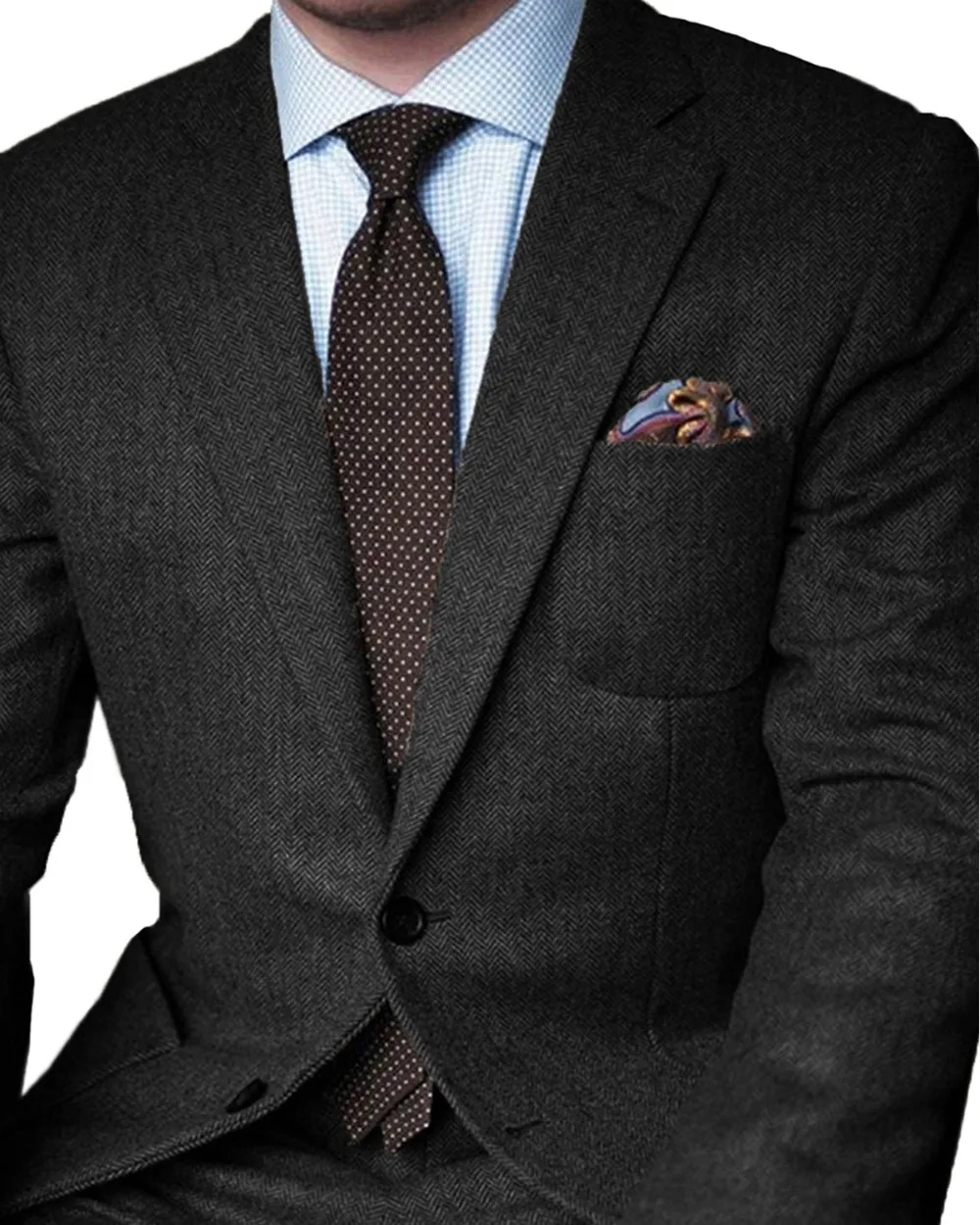 

2020 Formal Winter Dark Grey Herringbone Business Men Suits Wedding Tailored Groom Tuxedo Slim Fit Groomsmen Blazer Masculino