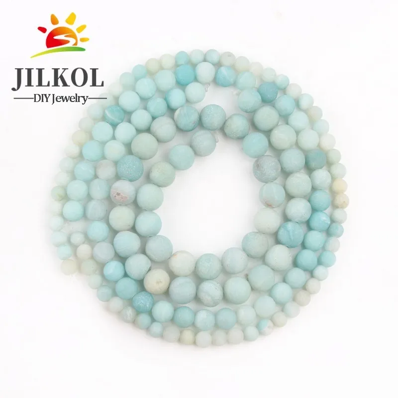 AA+ 4 6 8 10 12 mm Matte Blue River Amazonite beads natural stones Round loose beads for jewelry making diy bracelet necklace