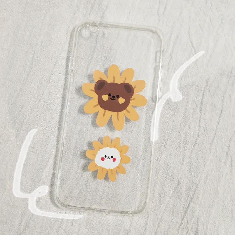 Cartoon Sunflower Bear Cute Stickers PVC Waterproof Reusable Notebook Mobile Phone Suitcase Diy Decorative Sticker Stationery