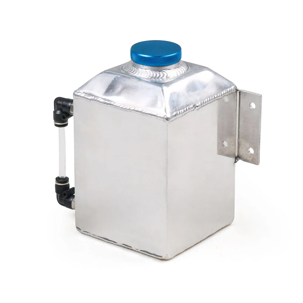 Universal Aluminum Square Car Engine Oil Catch Tank Can Reservoir Breather Kit Fuel Surge Tank 1L BX102214