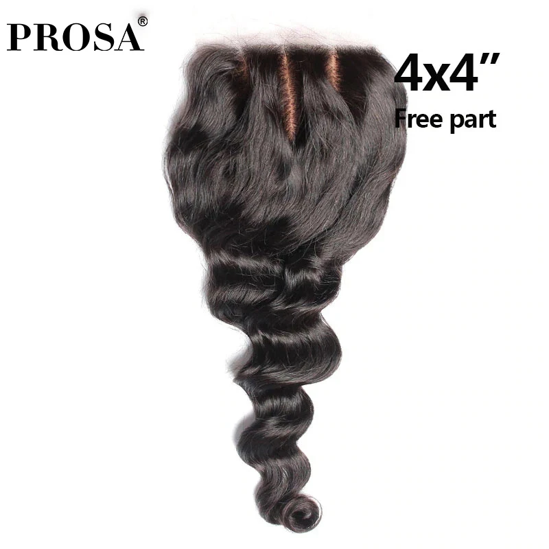 

Silk Base Closure Brazilian Hair Loose Wave 4x4 Free Part Remy Human Hair Pre Plucked Natural Hairline With Baby Hair Prosa