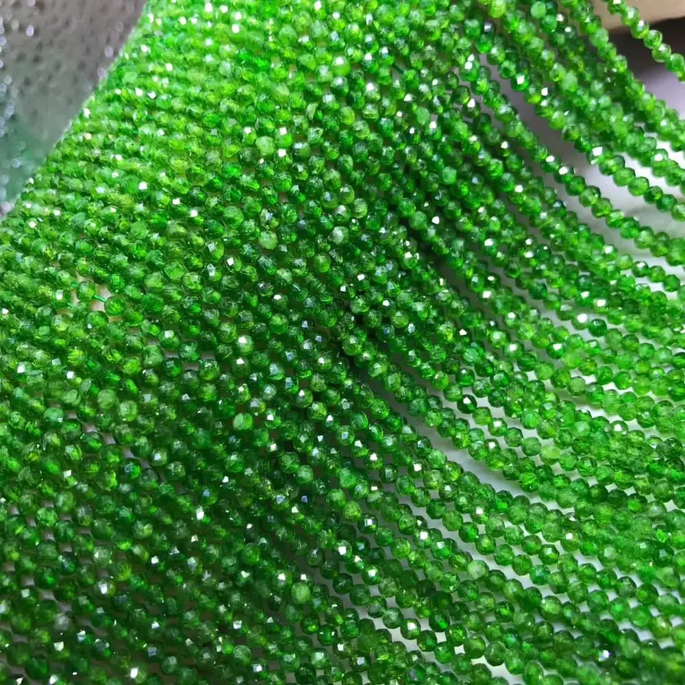 

loose beads hiddenite green round faceted 2/3/4mm AA 14inch for DIY jewelry making FPPJ wholesale beads nature