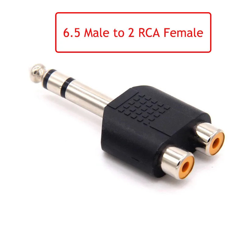 1pcs 6.5mm male to 3.5mm Audio Stereo Jack Female To 2 RCA Male Audio Jack Connector Adapter Converter for Speaker