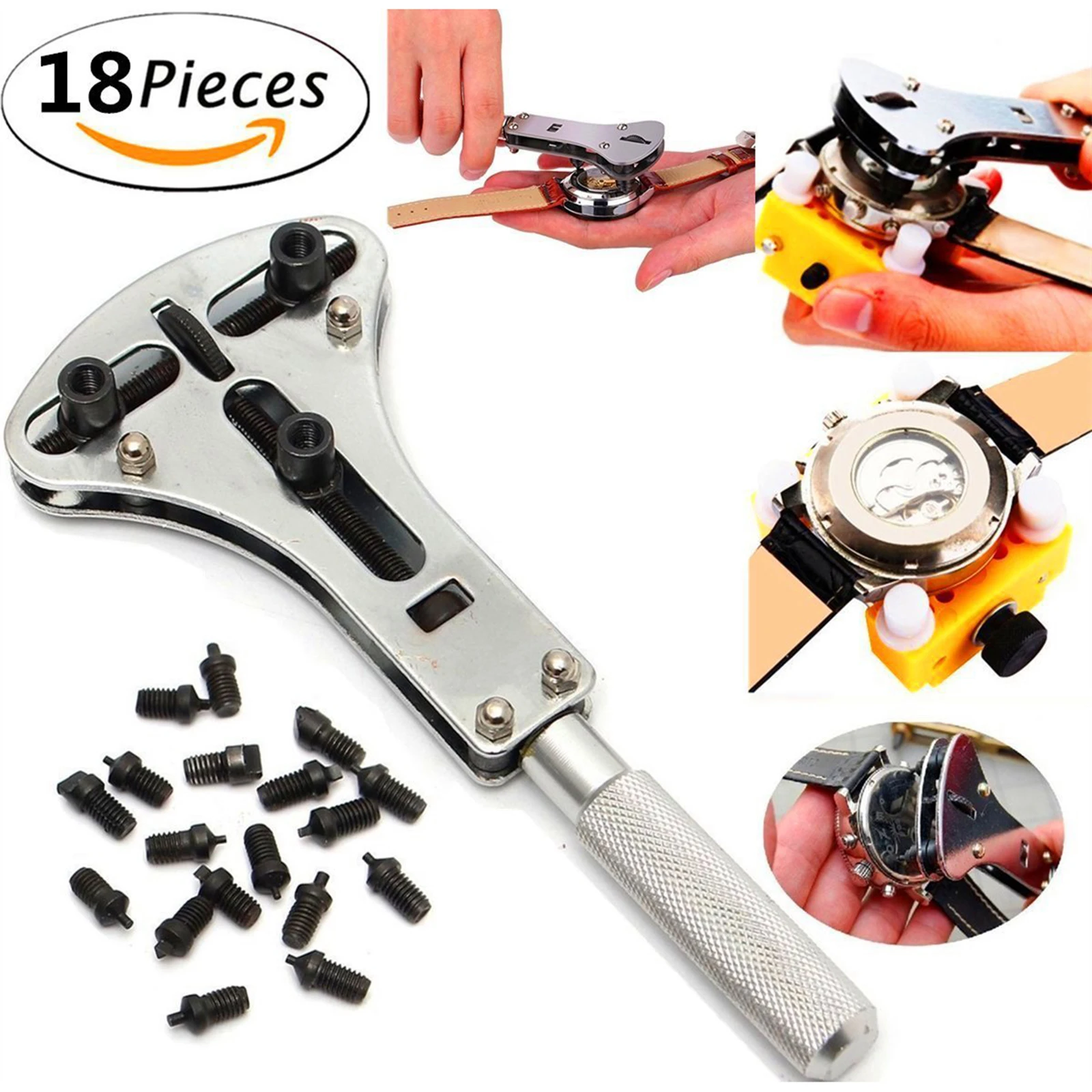 

Watch Case Opener Set Adjustable Screw Back Remover Rear Cover Opening Devices Kit Battery Changing Watch Repairing Tool