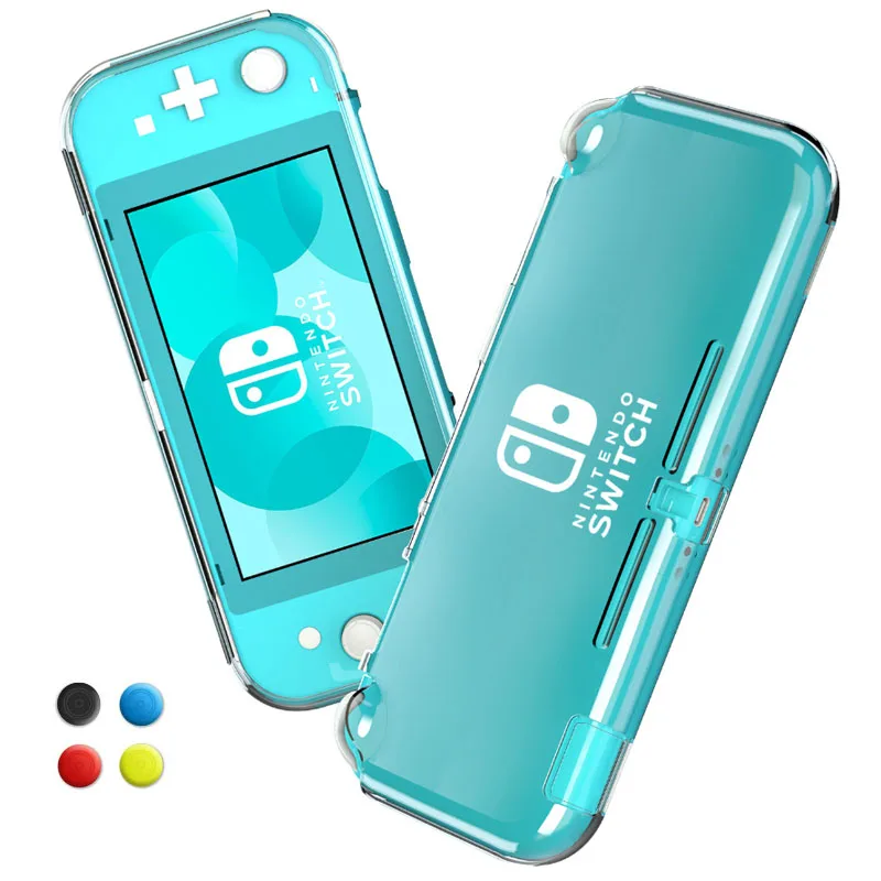 Transparent TPU Soft Case Protective Shell Thumb Stick Grip Cap Cover for Nintendo Switch NS Lite Console Crystal Back Protector