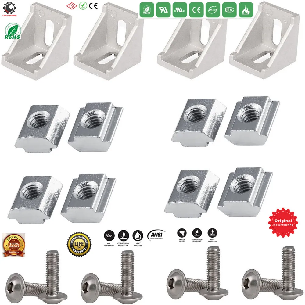 

2020 Series Aluminum Profile Connector Set,Corner Bracket,T-Slot Nuts,Hex Socket Cap Screw Bolt,6mm Aluminum Profile Accessories
