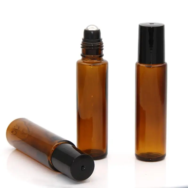 15ml Empty Brown Roll On Glass Bottle Travel Portable Roller Ball Essential Oil Liquid Container