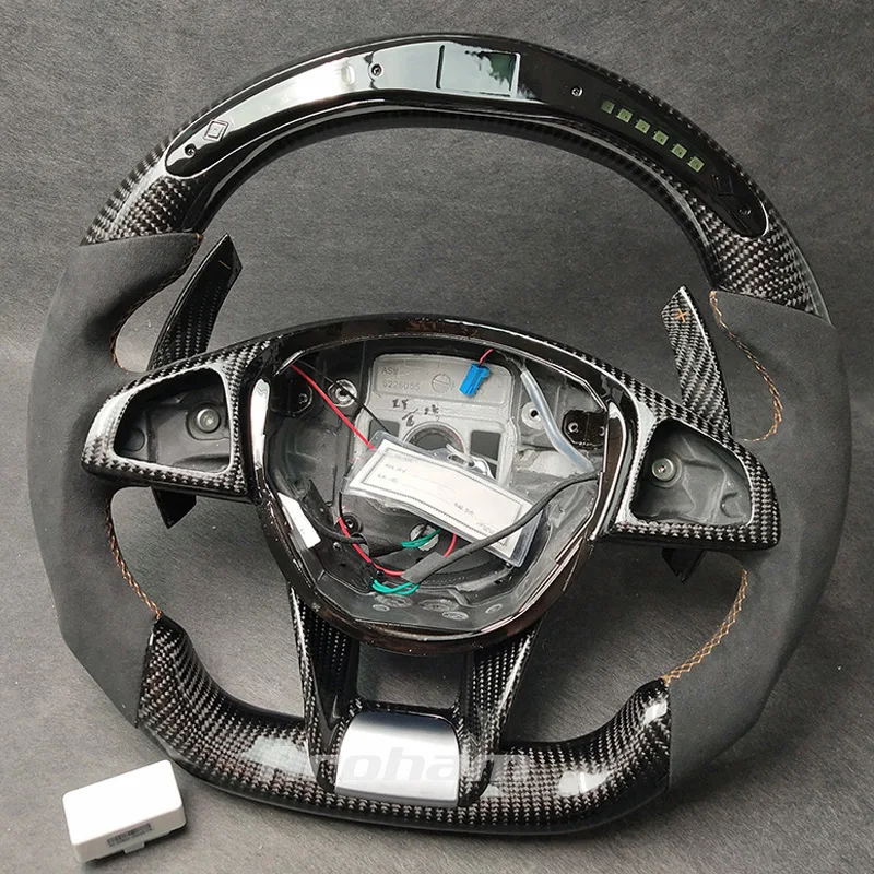 LED Carbon Fiber Leather Steering Wheel For Mercedes Benz AMG W212 W213 W211 E300 W202 W204 W205 C E Class C63S