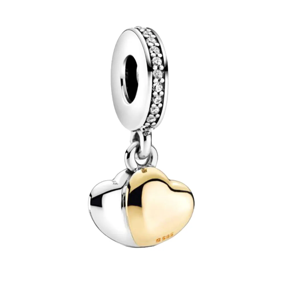 

2020 Winter New Fit Original Pandora Bracelet 925 Sterling Silver Beads Double Heart Dangle Charm Christmas Gift Women Jewelry