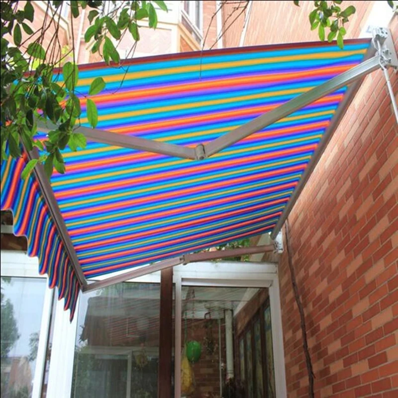 2024 Customized Size 450D Waterproof Fabric Wave Retractable Sunshade Net Balcony Window Shade Netting Terrace Rainproof Awnings