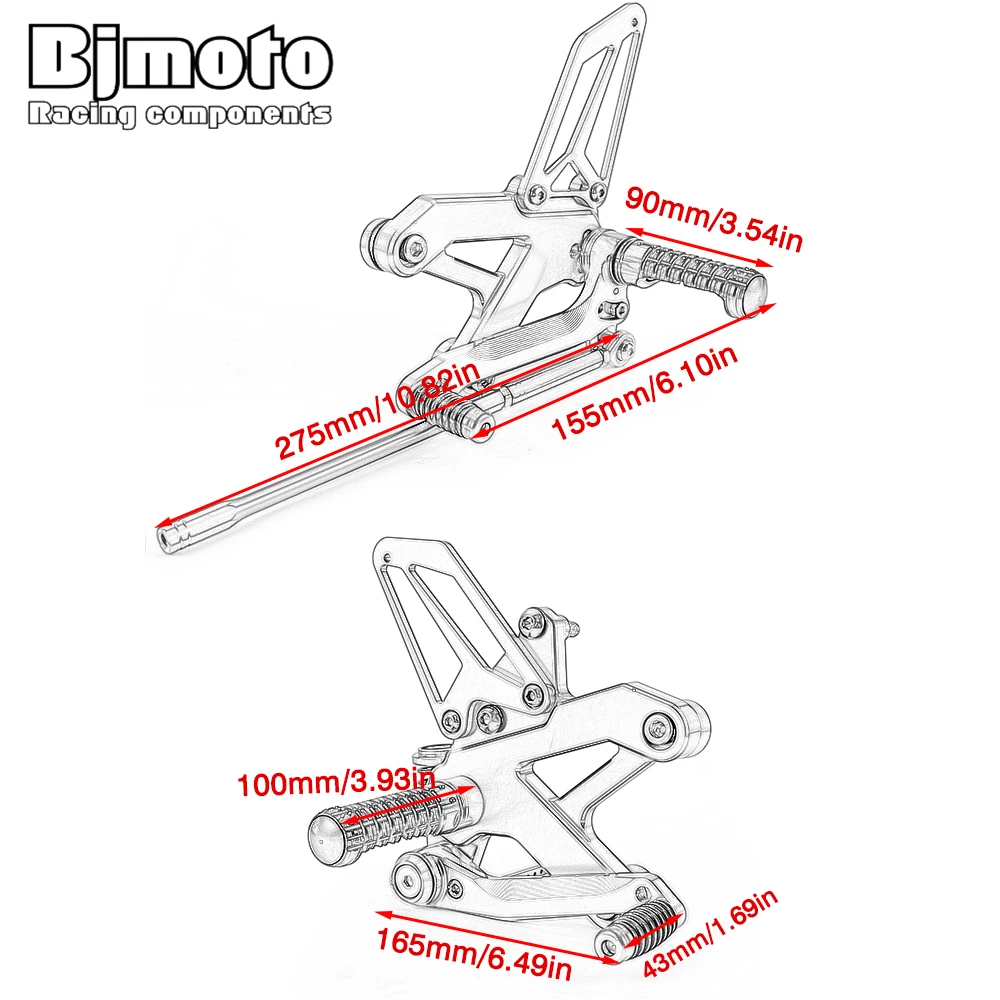 NinjaZX25R Motorcycle CNC Adjustable Rear Set Rearsets Footrest For Kawasaki Ninja ZX-25R 2020-2021