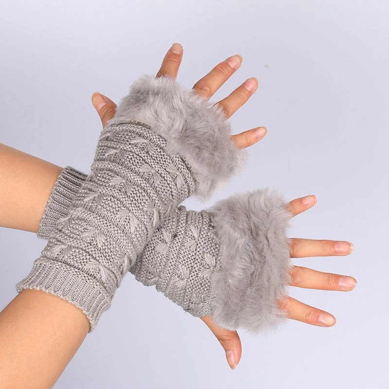 Furry Sleeves Winter Keep Warm Arm Sleeves Knitted Plush Arm Sleeves Decorative Thicken Sleeves Clothing Accessories Solid Color