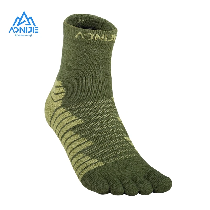 AONIJIE 1 Pair Five Toes Sports Socks Middle Tube Warm Thickened Sock Breathable For Camping Hiking Running Marathon E4819