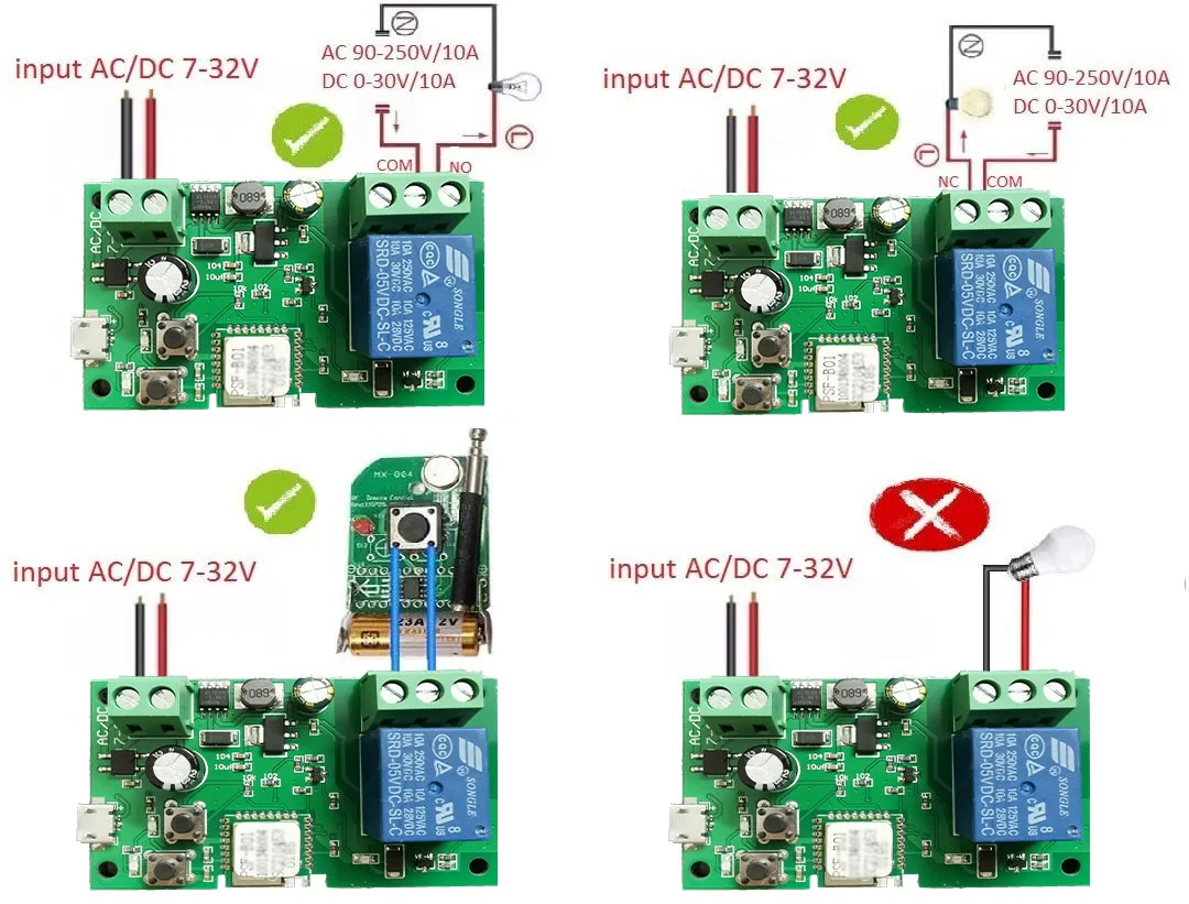 Ewelink WiFi Wireless Smart Switch Relay Inching Module for 5V/12V/24V,Be Applied to Access Control, Turn on PC, Garage Door