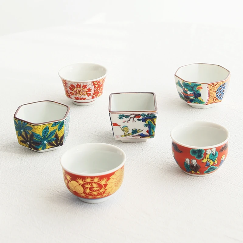 nine valley burn imported from Japan kung fu tea cup qing coloured drawing or pattern glass ceramic cup wine gift sets