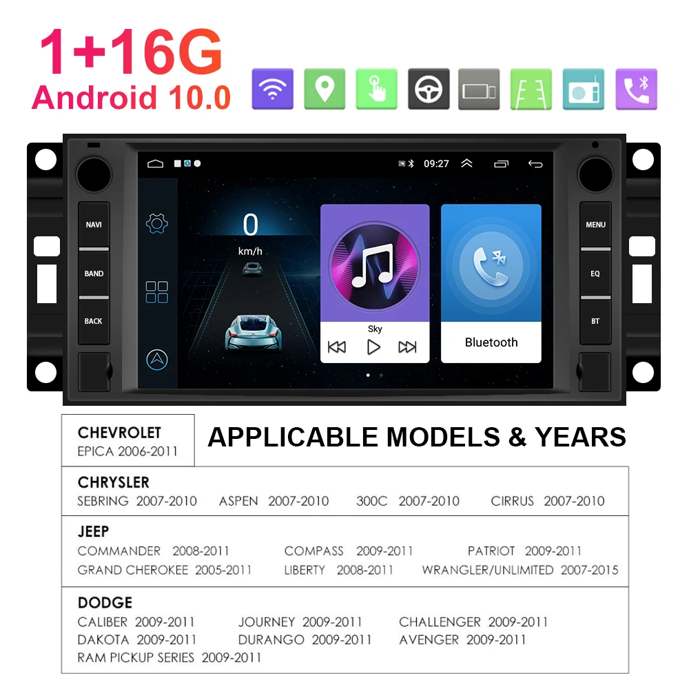 Podofo Android 10.0 Car Radio GPS Navi Multimedia Player 2 Din Carplay Android Auto Autoradio For CHEVROLET/CHRYSLER/JEEP/DODGE