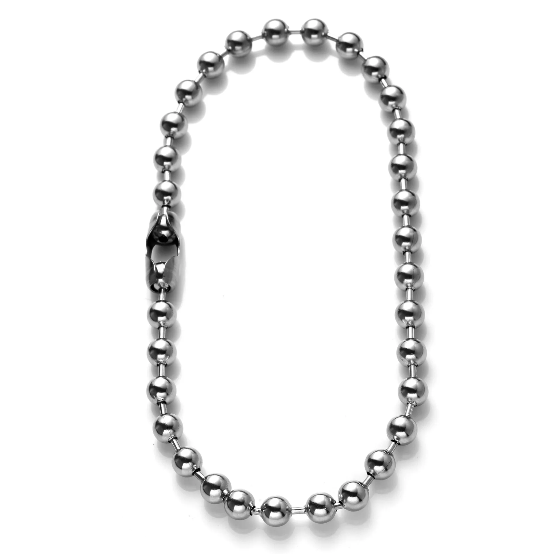 Granny Chic 8/10/12mm Wide Silver Color Stainless Steel Ball Bead Chain Necklace Jewelry Accessories 7-40inch for Men Women