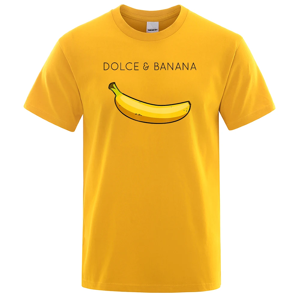 Dolce & Banana Print Mens T-shirts Crewneck Breathable Tops Oversized Comfortable TShirt Men\'s Short Sleeve S-XXXL Tees Shirts