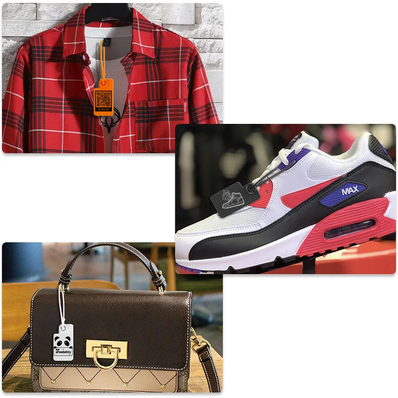 100 Stück personalisierte Markenanhänger für Kleidung, personalisierte Kunststoff-Sicherheitssiegel für Kleidung, Schuhe, Taschen, Logo-Etiketten, 160 mm – Detail 8