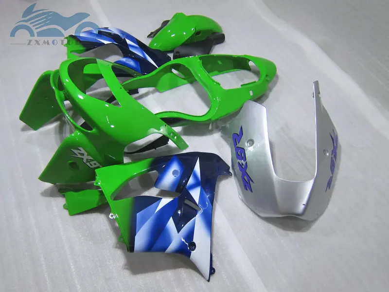 Customized full fairing kits for Kawasaki Ninja 1998 1999 ZX9R ABS plastic fairings kit 98 99 ZX-9R green blue bodyworks