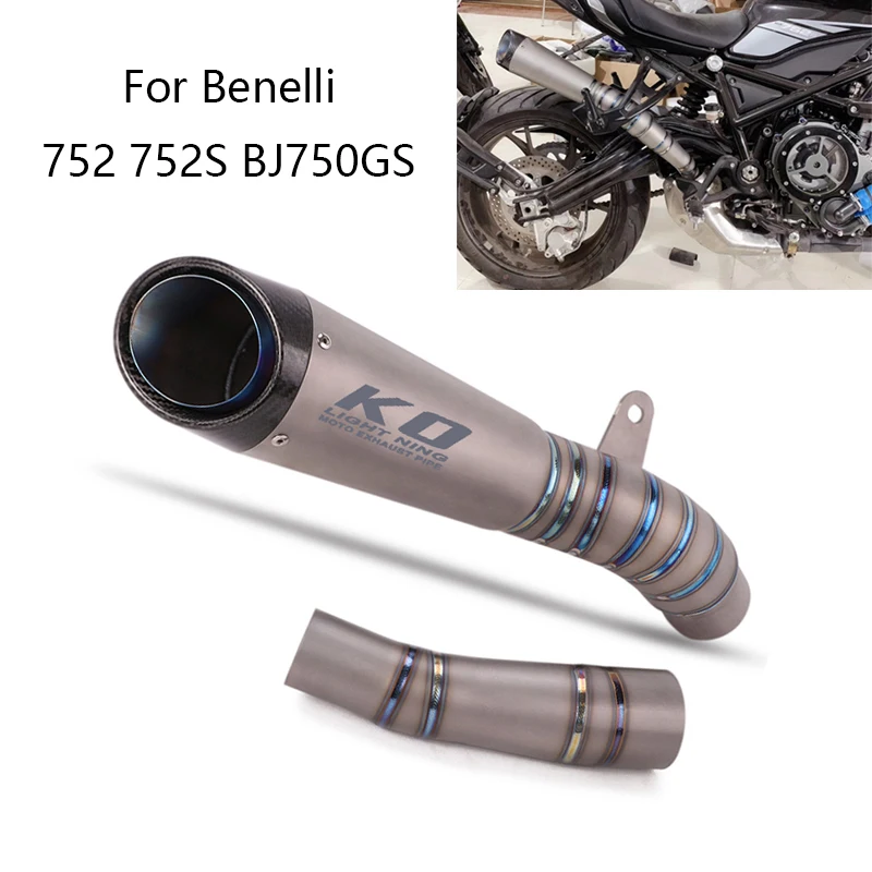 Reserve Catalyst for Benelli BJ750GS 752 752S Motorcycle Exhaust Pipe Titanium Alloy Mid Pipe Slip On No DB Killer Muffler Pipe