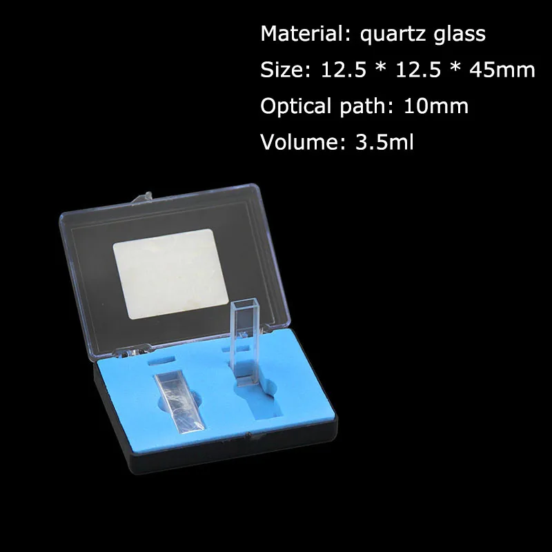 2Pcs 10mm Path Length Quartz Cuvette Cell With Lid For Spectrophotometers
