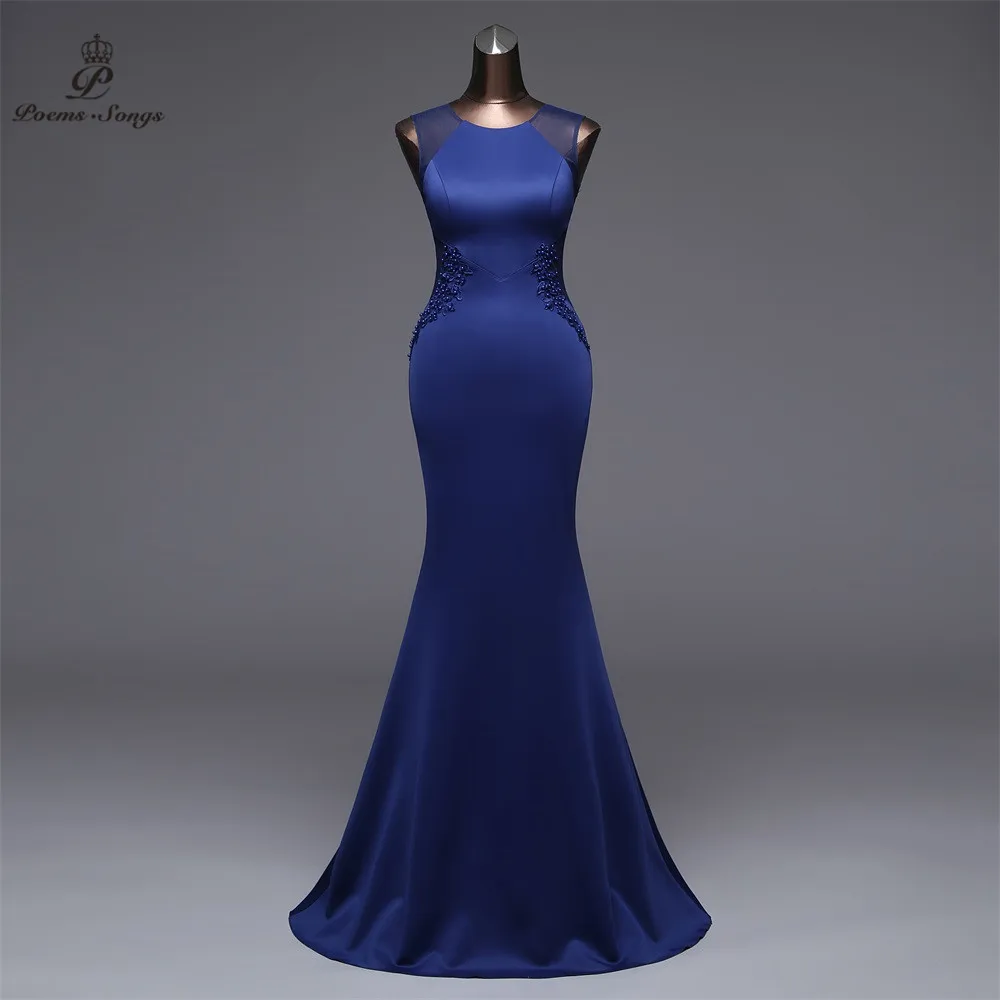 Poems Songs  New Simple Mermaid  Evening Dress prom gowns Formal  dress vestido de festa Elegant Vintage robe de soiree