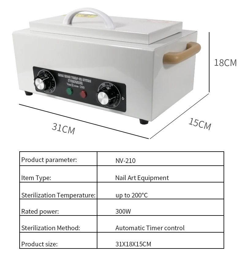Esterilizador de salón de uñas, armario de desinfección de alta temperatura para peluquería, tatuaje, dispositivo de manicura, calor seco, 300W