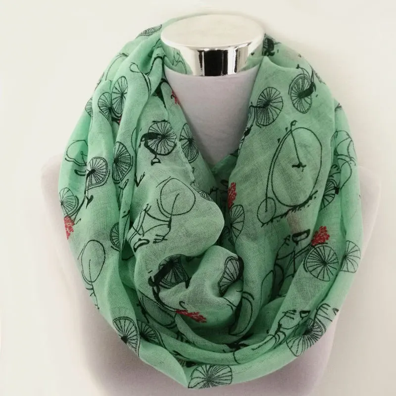 Multi-Usage Fashion Women Bicycle infinity scarf Prints Shawl Lady Stripe Scarf Popular ring scarves for four seasons