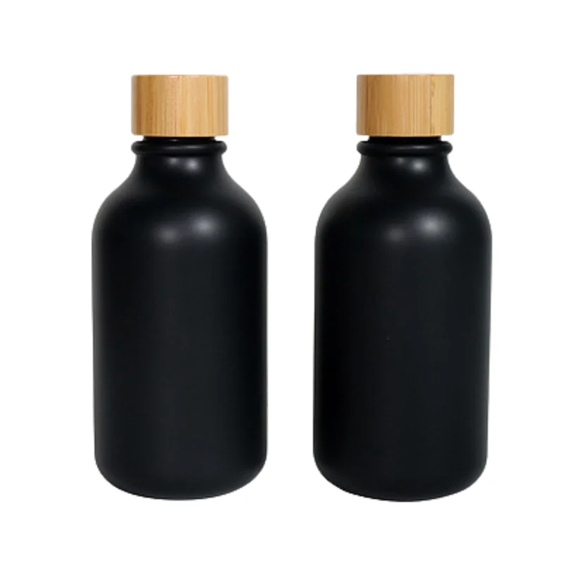 15Pcs 300ML Plastic Empty Bottle 10oz Round Shoulder Black Bamboo Wooden Screw Cover Cosmetic Packing Refillable Lotion Bottles