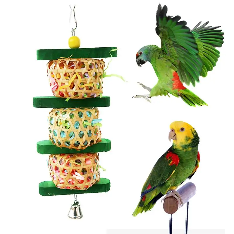 นกเคี้ยวของเล่น Bird Foraging แขวนของเล่นนกแก้วกรง Shredding ของเล่นสำหรับนกแก้ว Lovebird Cockatiel Conure แอฟริกันสีเทา