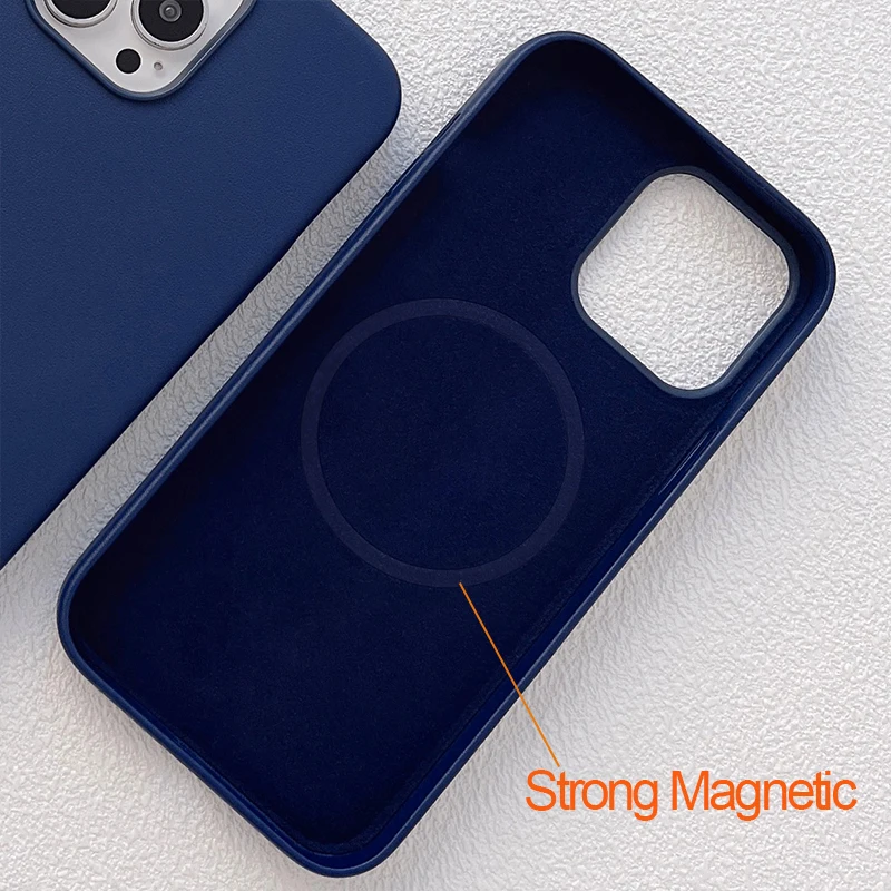 Soft Leather Case for iPhone 13 Pro Max Luxury Business High Quality Magnetic Artificial Back Cover for iPhone 13 Pro Blue Color