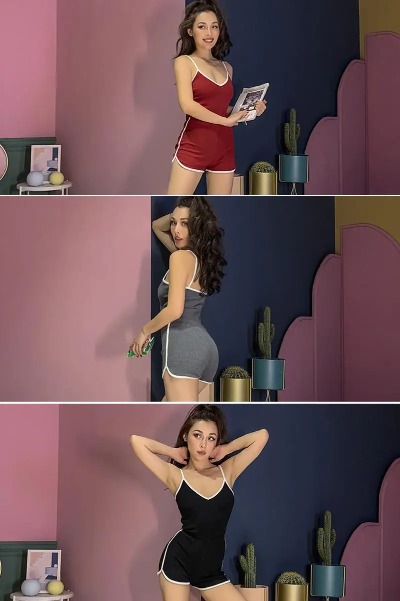 Mono corto informal con tirantes finos para mujer, pelele para niña sin mangas, moda de Athleisure