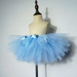 Jupe tutu moelleuse pour filles, jupe de danse bleue poudre, olympiques d'anniversaire, photo par échantillon réel