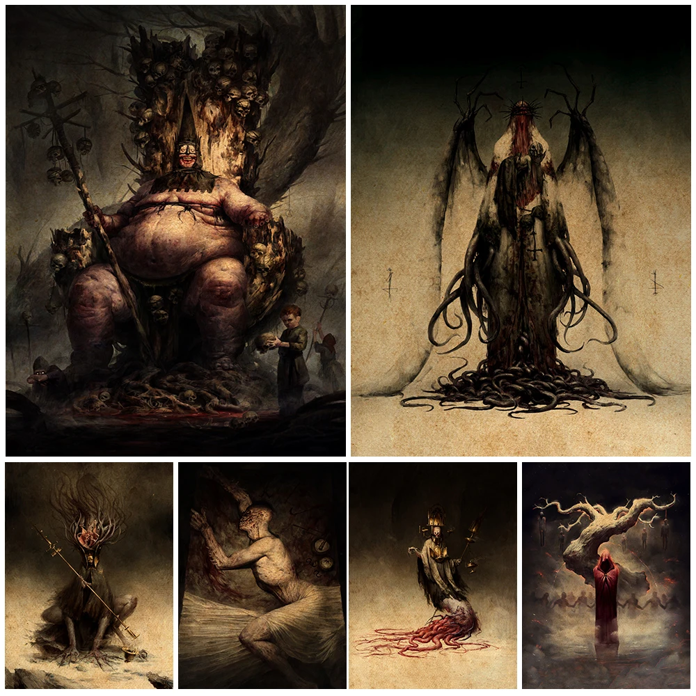 Hell Ghost Character Terror Art Poster And Prints Evil Spirit Witch Vintage Wall Art Canvas Painting Home Decoration Art Prints