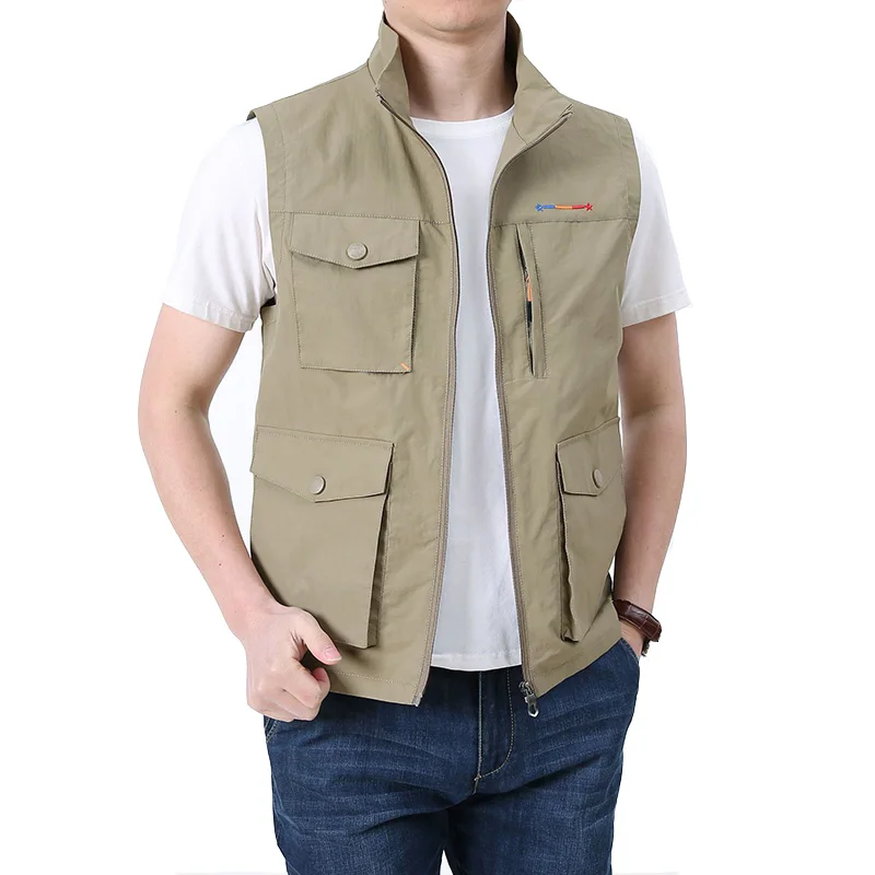

Mens Vests Men's Summer Sleeveless Vest Coat Spring Autumn Casual Quick-drying Multi-pocket Outdoors Travels Vest Waistcoat Male