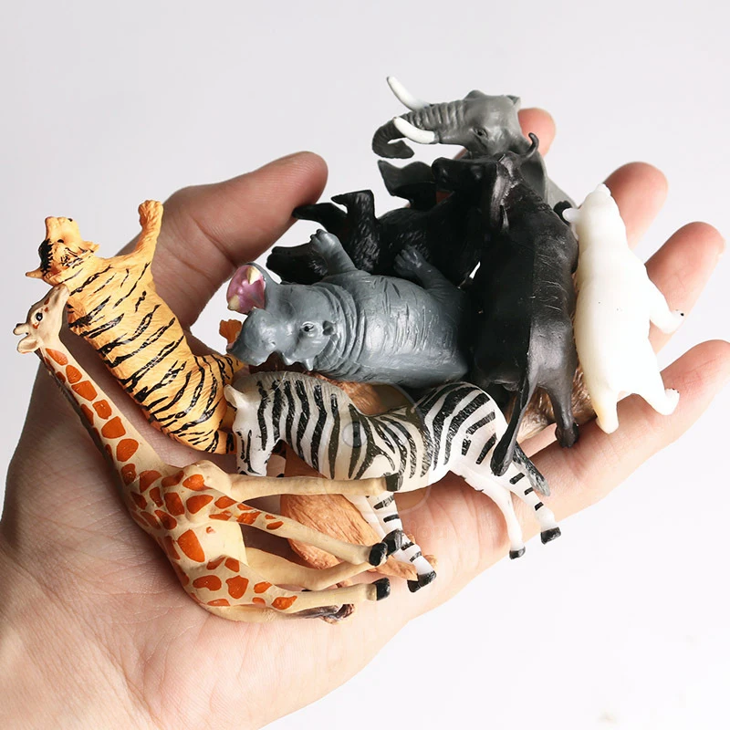 12PCS 시뮬레이션 가금류 야생 동물 모델 장난감 미니 사자 호랑이 치킨 PVC 피규어 인형 Congnize 컬렉션 장난감 어린이를위한