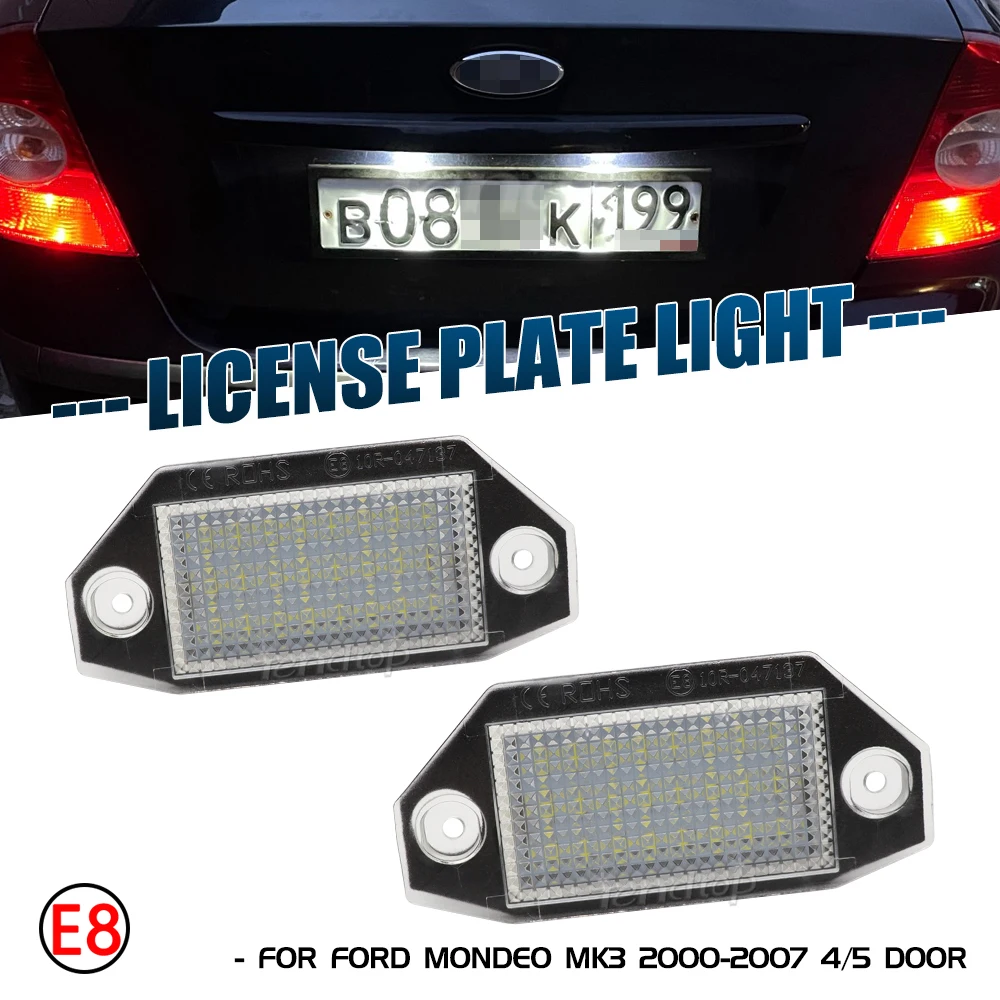 2pcs Led License Plate Lights Number Lamp For Mondeo MK3 2000 2001 2002 2003 2004 2005 2006 2007 4/5 Door Car Styling Facelift