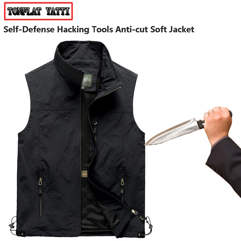 

Summer Selfdefense Anti-Hacking Men Vest Security Protectionfbi Plus Size Military Tactical Anti-Stab-Cut Soft Hidden Clothing