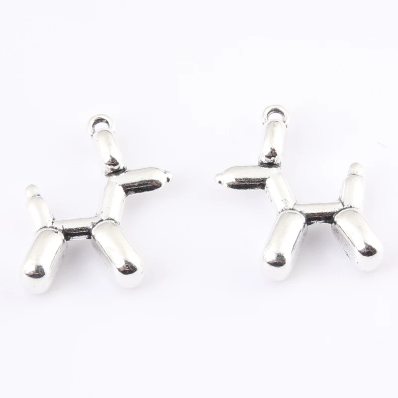 30pcs Silver Color 19x14.5mm Poodle Dog Charms Balloon Dogs Pendant Animal Gift Fit DIY Handmade Jewelry Making Finding Supplies