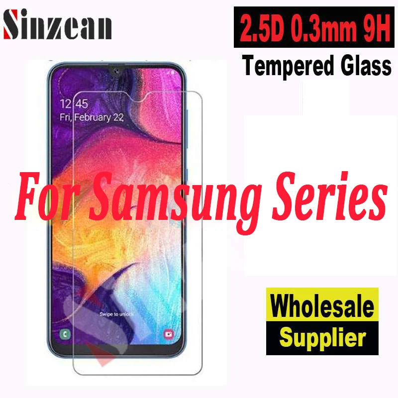 Sinzean 100pcs For Samsung Galaxy A16 A55 A35 A25 A15 A54 A14 A53 A33 S25 S24 S23 S22 2.5D Clear Tempered Glass Screen Protector