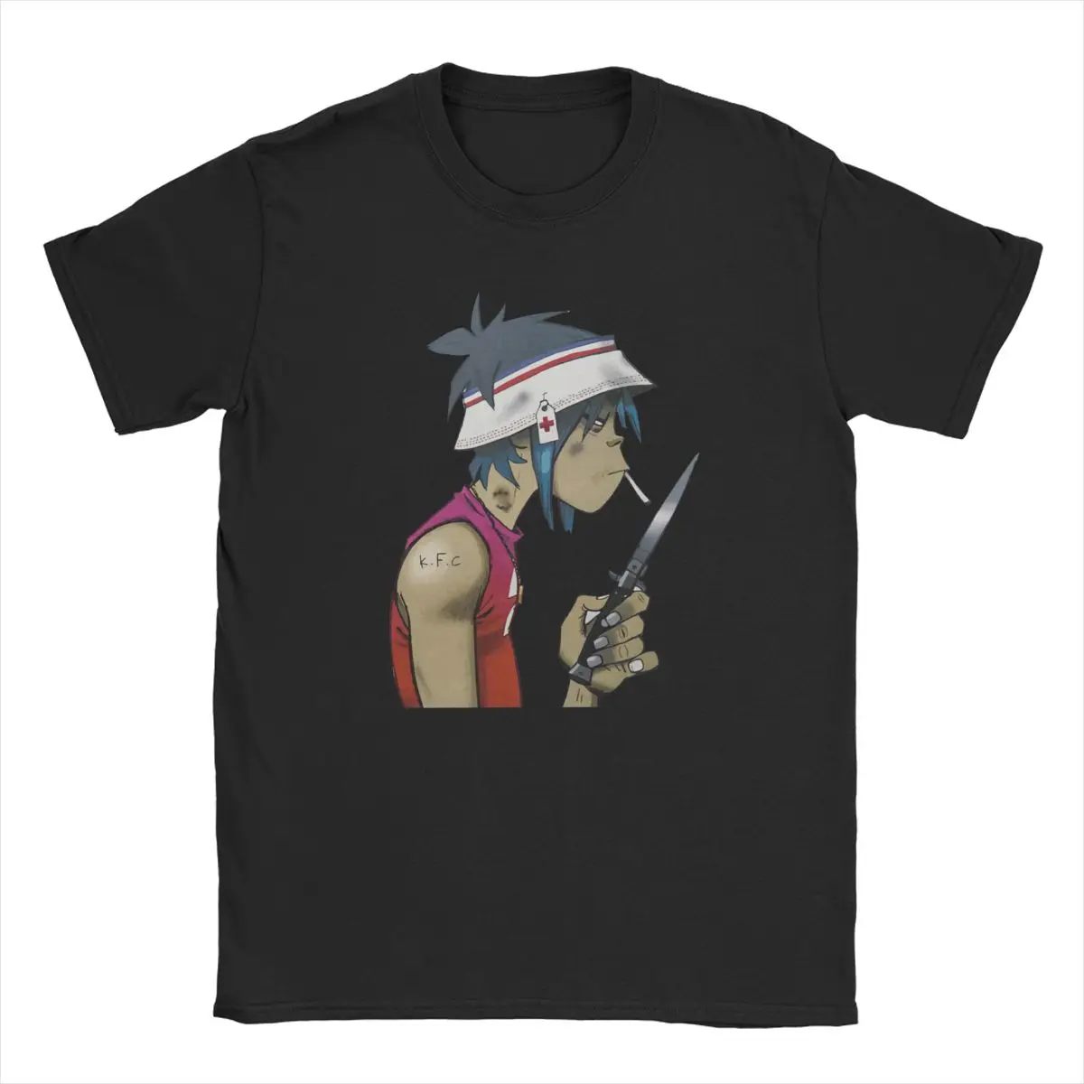 Music Band Gorillaz Smoking T Shirts Men Pure Cotton Funny T-Shirts Crewneck Tees Short Sleeve Clothing Party