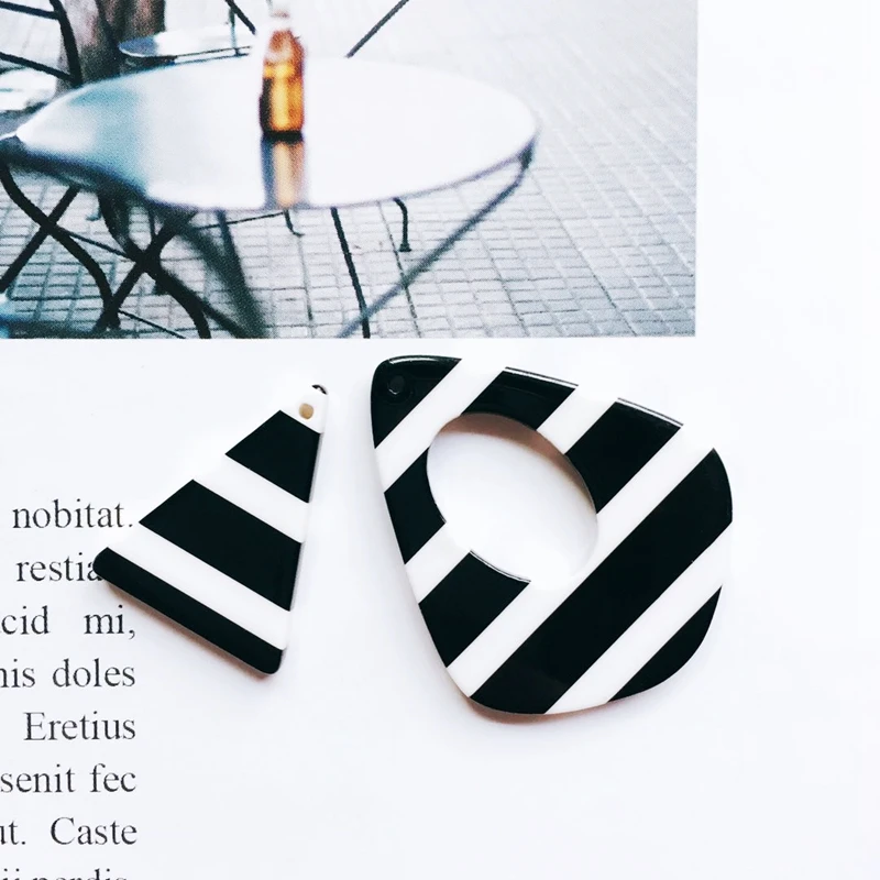 Japan and South Korea black and white stripes Jewelry Finding acrylic accessories components Earrings materials DIY handmade
