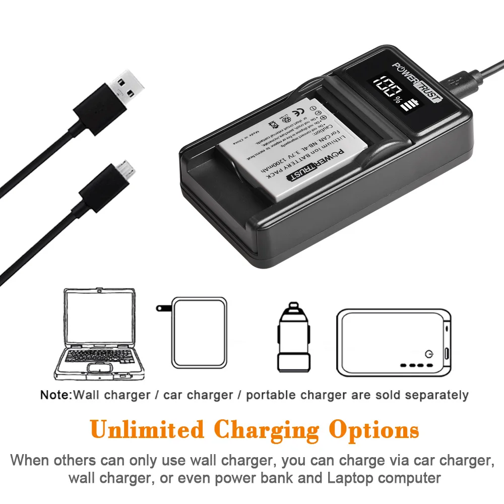 2X1200MAh NB-4L NB4Lแบตเตอรี่ + LED USB ChargerสำหรับCanon PowerShot SD780 คือSD940 คือSD960 คือSD970 คือSD1000 SD1100 คือ