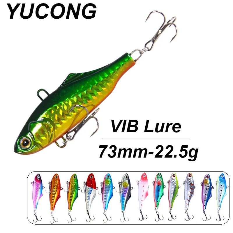 YUCONG 6Pcs/lot Vibration Fishing Lures 7.3cm-22.5g Sinking Wobbler Baits Hard VIB Lipless leurre duro cebos Hartköder fisching