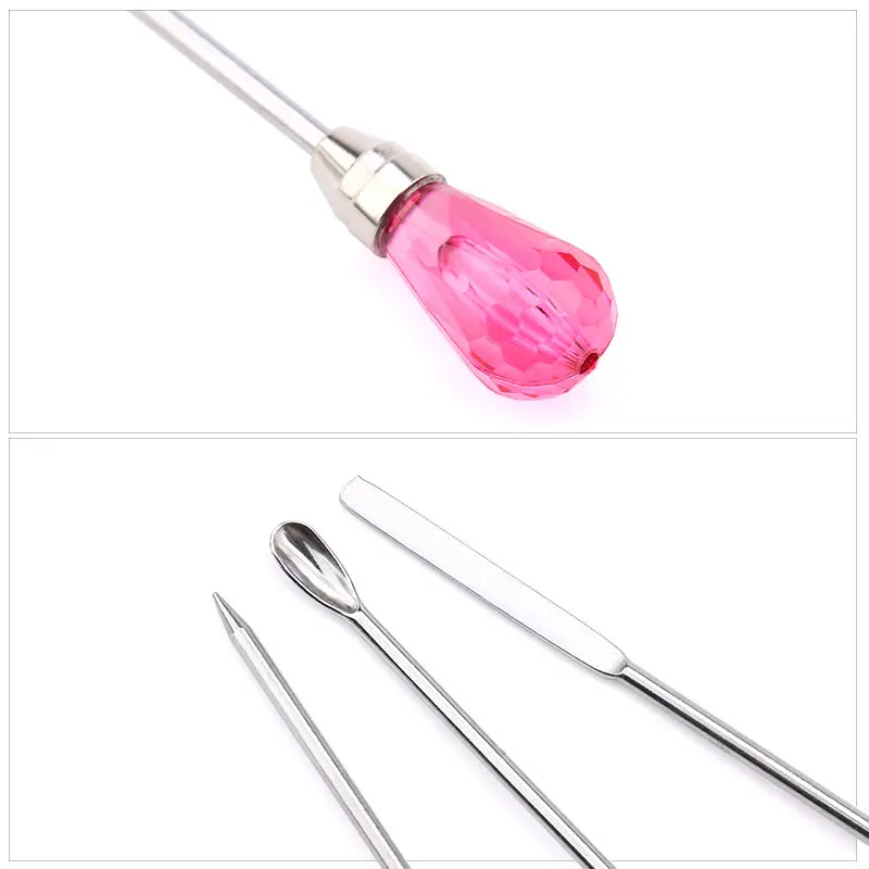 3PCS Poke Needle Digging Power Spoon Stir Bar Tool Set For Professional Silicone UV Glue Resin Mold Epoxy Jewelry Making Tools
