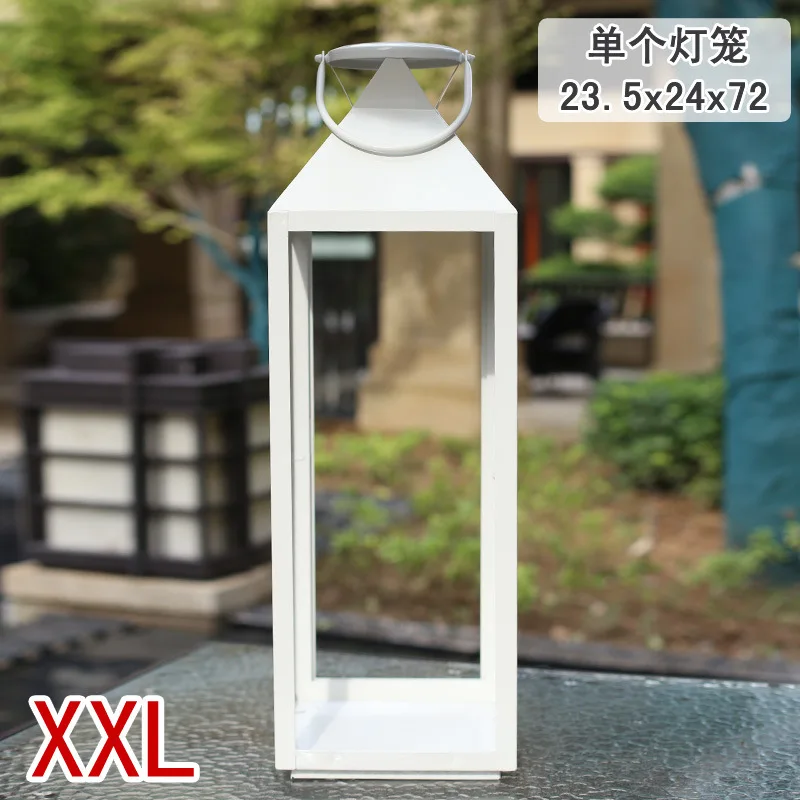 Outdoor Retro Candle Lantern Iron Wind Light Iron Candle Holder Wedding Windproof White Luxury Large Decoracion Hogar Moderno